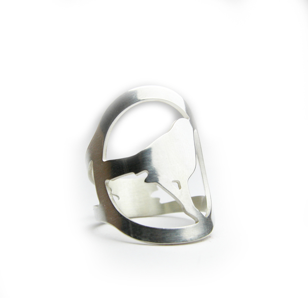Δαχτυλίδι ασημένιο ασημένιο με πουλάκι - statement, βραδυνά, vintage, μοντέρνο, chevalier, ασήμι 925, δαχτυλίδι, χειροποίητα, romantic, μεγάλα - 2