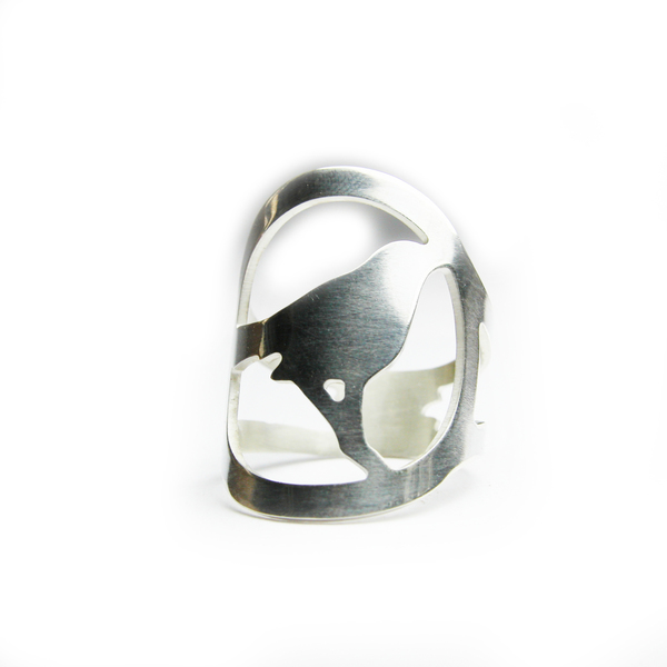 Δαχτυλίδι ασημένιο ασημένιο με πουλάκι - statement, βραδυνά, vintage, μοντέρνο, chevalier, ασήμι 925, δαχτυλίδι, χειροποίητα, romantic, μεγάλα - 3