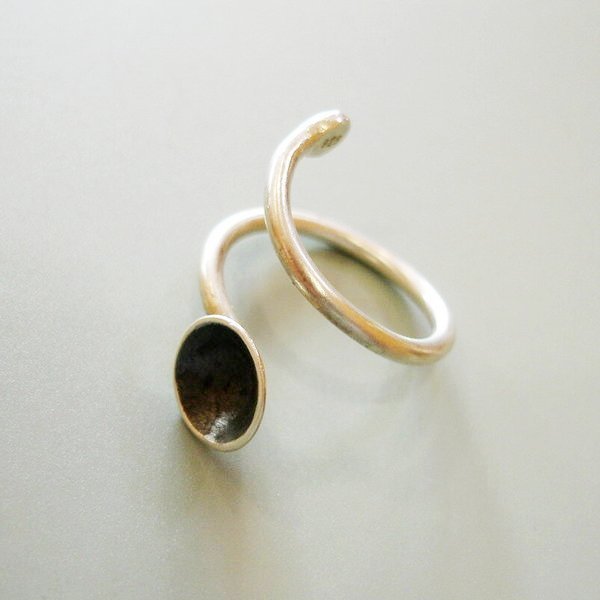 Ασημένιο δαχτυλίδι με μαύρο στοιχείο - γυναικεία, ασήμι 925, διακριτικό, μικρά, αυξομειούμενα