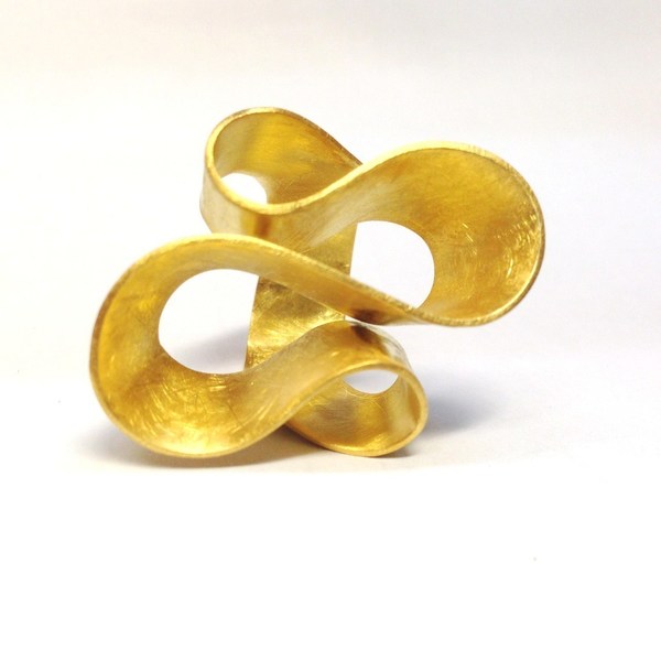 δαχτυλίδι κυματική ενέργεια - επιχρυσωμένα, ασήμι 925, δαχτυλίδι, γεωμετρικά σχέδια, σταθερά, μεγάλα - 2