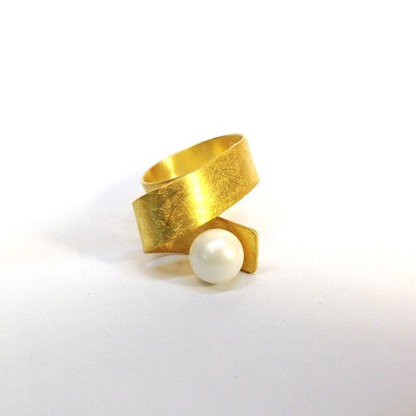 δαχτυλίδι ζωηρή κορδέλα - statement, κορδέλα, επιχρυσωμένα, ασήμι 925, minimal, σταθερά, μεγάλα - 2