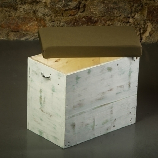Stool & magic box 46x50x30 - ύφασμα, ξύλο, χειροποίητα