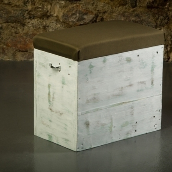 Stool & magic box 46x50x30 - ύφασμα, ξύλο, χειροποίητα - 2