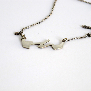 Architectural geometric small thunder necklace -sterling silver necklace - statement, fashion, design, ασήμι 925, χειροποίητα