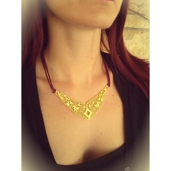 Gold plated Kashmir necklace - σατέν, επιχρυσωμένα, χειροποίητα - 3