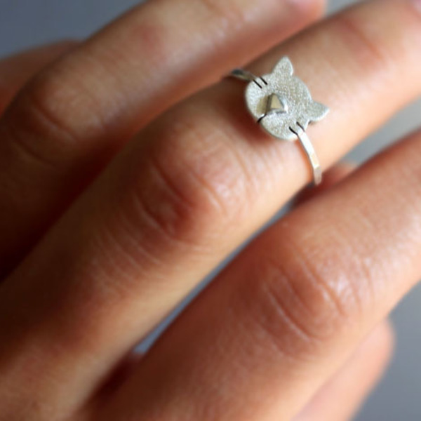 Ασημένιο δαχτυλίδι - Γατούλα - ασήμι, design, ασήμι 925, mini, χειροποίητα, μικρά, αυξομειούμενα - 3
