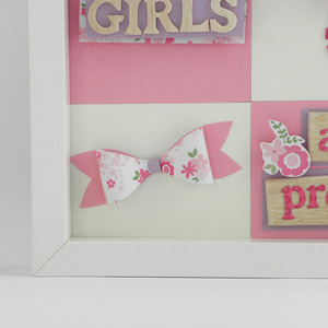 Καδράκι "Happy Girls" - διακοσμητικό, ξύλο, πίνακες & κάδρα, κορίτσι, χαρτί, λουλούδια, πηλός, χειροποίητα, πεταλούδα, δώρα για βάπτιση, δωμάτιο, personalised, για παιδιά, παιδικά κάδρα - 4