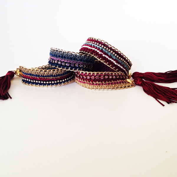 Boho-chic Lifelikes bracelets - μετάξι, αλυσίδες, fashion, στυλ, swarovski, κορδόνια, boho