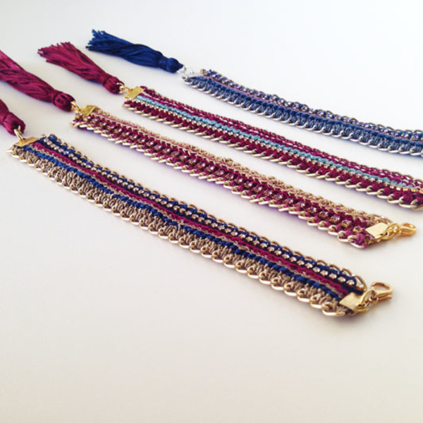 Boho-chic Lifelikes bracelets - μετάξι, αλυσίδες, fashion, στυλ, swarovski, κορδόνια, boho - 2