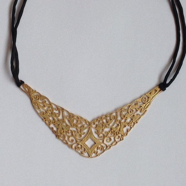 Gold plated Kashmir necklace - σατέν, επιχρυσωμένα, χειροποίητα