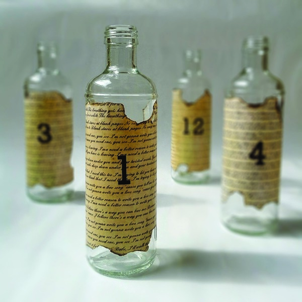 Vintage bottle numbers - chic, handmade, vintage, γυαλί, decor, οργάνωση & αποθήκευση, χειροποίητα, διακοσμητικά μπουκάλια