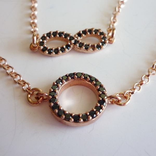 925 Pink gold plated necklaces - chic, επιχρυσωμένα