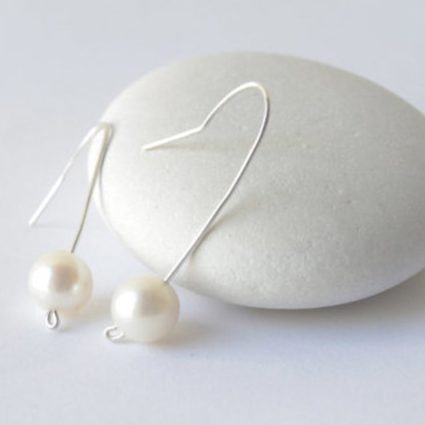 Pearl earrings - κλασσικό, μαργαριτάρι, ασήμι 925