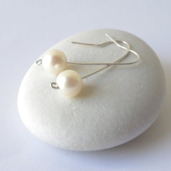 Pearl earrings - κλασσικό, μαργαριτάρι, ασήμι 925 - 2