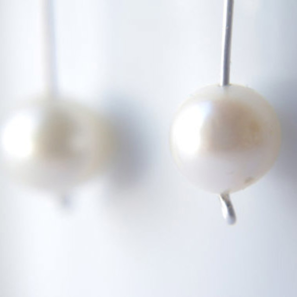 Pearl earrings - κλασσικό, μαργαριτάρι, ασήμι 925 - 2