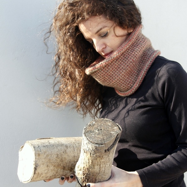 Tunisian neckwarmer - μαλλί, handmade, πλεκτό, χειμωνιάτικο, κασκόλ, crochet, χειροποίητα - 2