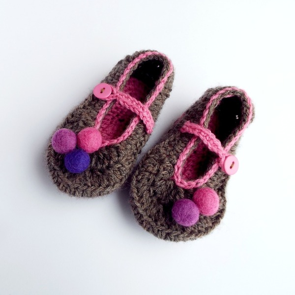 Crochet Ballerinas - μαλλί, χειμωνιάτικο, χειροποίητα, για παιδιά