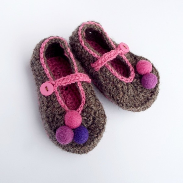Crochet Ballerinas - μαλλί, χειμωνιάτικο, χειροποίητα, για παιδιά - 2
