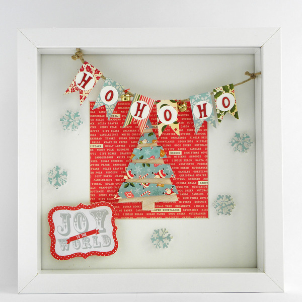 Χριστουγεννιάτικο καδράκι "Ho Ho Ho" - ξύλο, ιδιαίτερο, μοναδικό, πίνακες & κάδρα, χαρτί, δέντρα, δώρο, διακόσμηση, χριστουγεννιάτικο, διακοσμητικά, για παιδιά