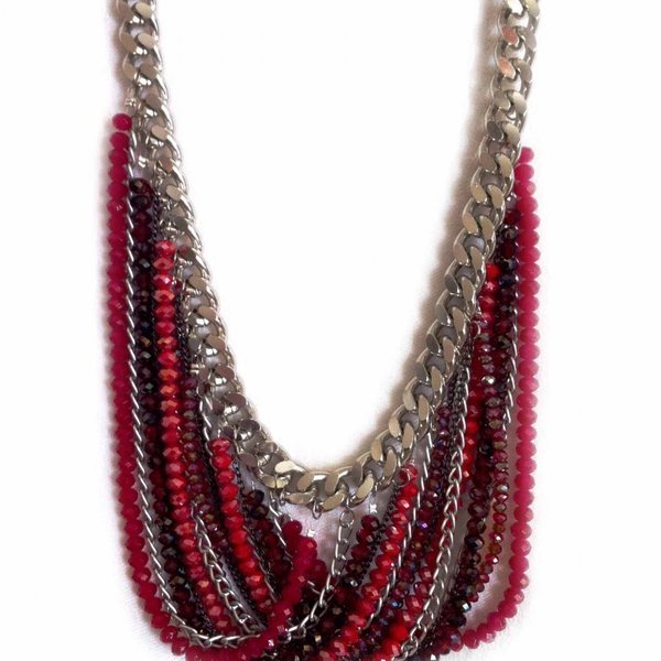 Red Oriental Necklace - αλυσίδες, chic, design, κρύσταλλα, χειροποίητα, boho - 2