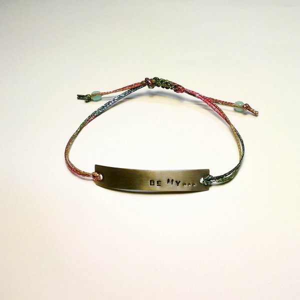 Tag bracelet (customized) - statement, ασήμι, κορδέλα, κερωμένα κορδόνια, μοντέρνο, ταυτότητες, όνομα - μονόγραμμα, βραχιόλι, κορδόνια, χειροποίητα, minimal, personalised, unisex, αυξομειούμενα - 2
