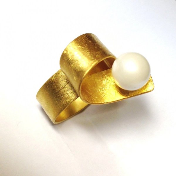 δαχτυλίδι ζωηρή κορδέλα - επιχρυσωμένα, επιχρυσωμένα, δαχτυλίδι