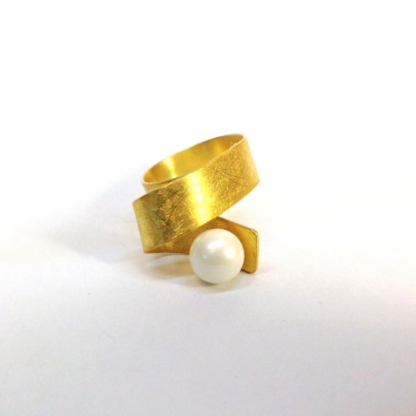 δαχτυλίδι ζωηρή κορδέλα - επιχρυσωμένα, επιχρυσωμένα, δαχτυλίδι - 2