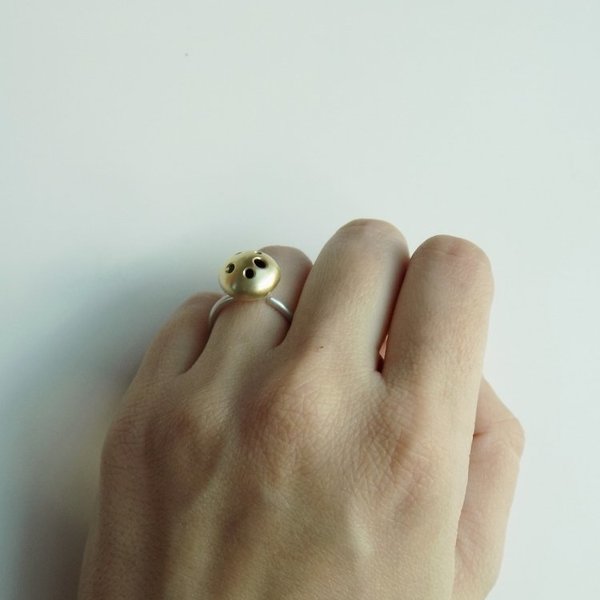 Duduni | δαχτυλίδι με γεωμετρικά σχέδια από μπρούτζο και ασήμι - design, γυναικεία, ορείχαλκος, στρογγυλό, ασήμι 925, δώρο, μέταλλο, χειροποίητα, μπρούντζος - 2