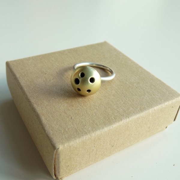 Duduni | δαχτυλίδι με γεωμετρικά σχέδια από μπρούτζο και ασήμι - design, γυναικεία, ορείχαλκος, στρογγυλό, ασήμι 925, δώρο, μέταλλο, χειροποίητα, μπρούντζος - 3
