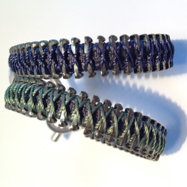 Zipper Bracelet nickel antique - μετάξι, νήμα, χειροποίητα - 2
