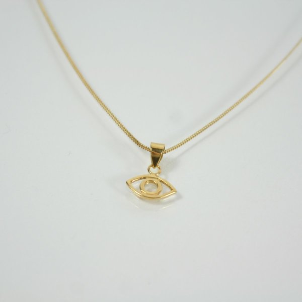 Chain gold plated necklace - αλυσίδες, chic, charms, γυναικεία, επιχρυσωμένα, δώρο, μάτι - 2