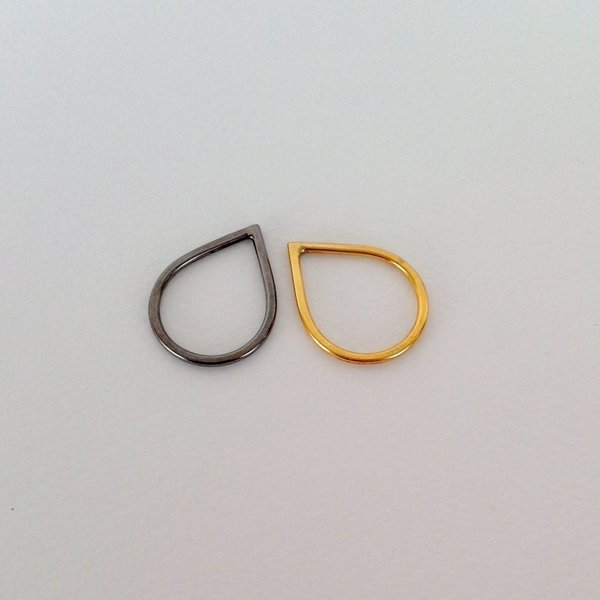 Ασημενιο δαχτυλιδι σταγονα - chic, design, επιχρυσωμένα, ασήμι 925, γεωμετρικά σχέδια - 2
