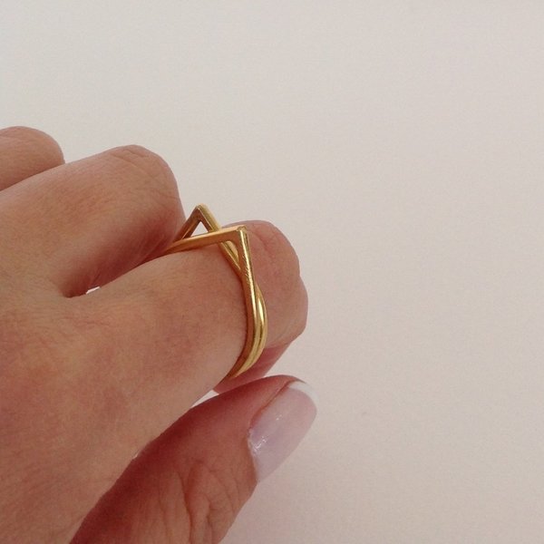 Ασημενιο δαχτυλιδι σταγονα - chic, design, επιχρυσωμένα, ασήμι 925, γεωμετρικά σχέδια