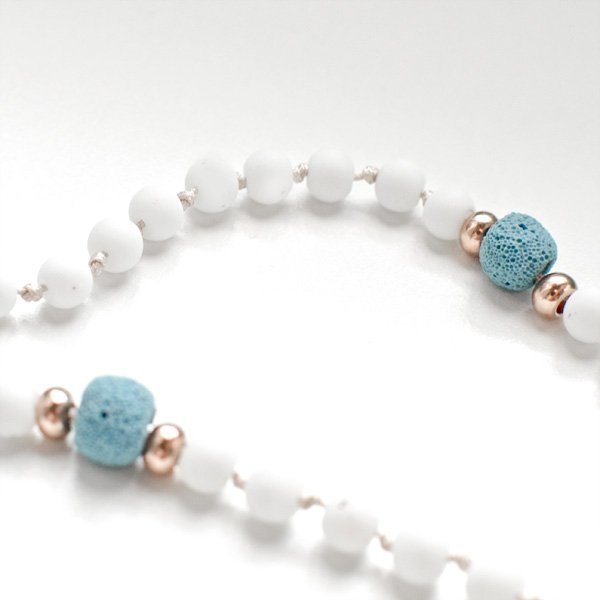 Lava & Wood rosary necklace - ξύλο, γυαλί, λάβα - 2