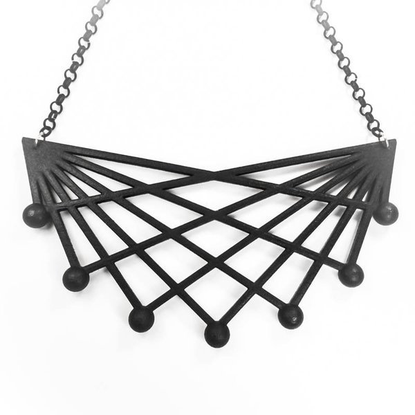 3D Printed State of Alert necklace, project FUTURE. - εκτύπωση, design, ασήμι 925, πλαστικό, κύκλος, γεωμετρικά σχέδια, μπρούντζος