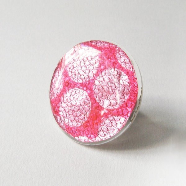 Ροζ Μεταλλικό Δαχτυλίδι - γυαλί, μέταλλο, γεωμετρικά σχέδια