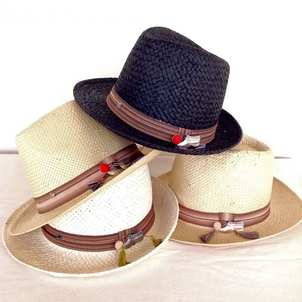 Tsarouhi summer hat - chic, κερωμένα κορδόνια, ορείχαλκος, ψάθα, boho