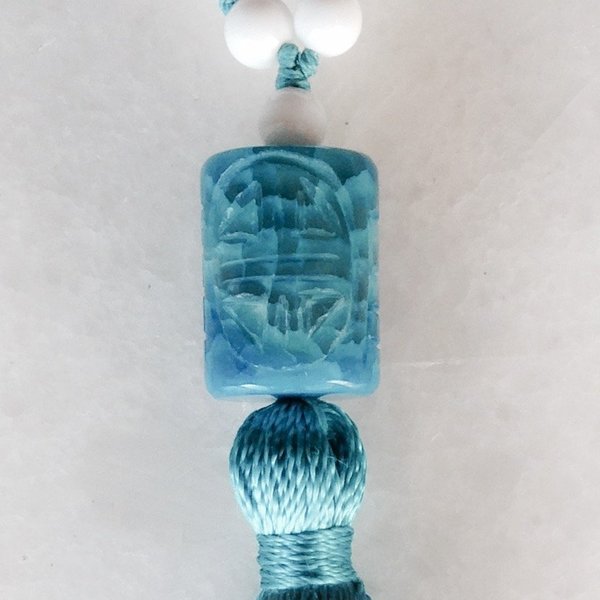 Turquoise tassel necklace with white onyx & blue agate - μετάξι, αχάτης, handmade, κερωμένα κορδόνια, μοναδικό, μακρύ, όνυχας, χειροποίητα, boho, ethnic - 2