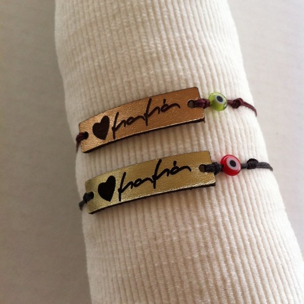 mama bracelet - δέρμα, κερωμένα κορδόνια, γυναικεία, αγάπη, χειροποίητα