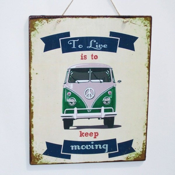 VW Campervan to live is to keep moving - εκτύπωση, ξύλο, vintage, πίνακες & κάδρα, χαρτί, επιτοίχιο, χειροποίητα, πρωτότυπα δώρα