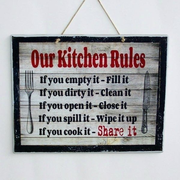 Our kitchen rules - εκτύπωση, ξύλο, vintage, πίνακες & κάδρα, χαρτί, επιτοίχιο, χειροποίητα, πρωτότυπα δώρα