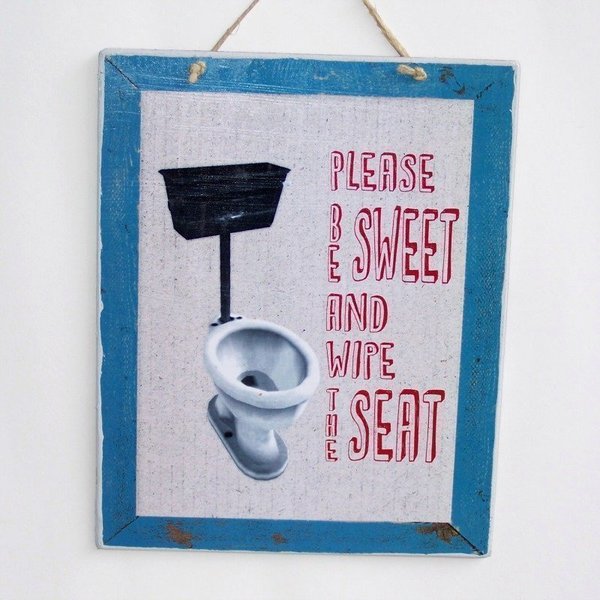 Please be sweet and wipe the seat - εκτύπωση, ξύλο, vintage, πίνακες & κάδρα, χαρτί, επιτοίχιο, χειροποίητα, πρωτότυπα δώρα