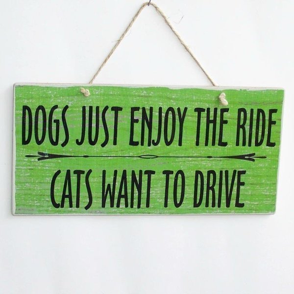 Dogs just enjoy the ride, cats want to drive - εκτύπωση, ξύλο, vintage, πίνακες & κάδρα, χαρτί, επιτοίχιο, χειροποίητα, πρωτότυπα δώρα