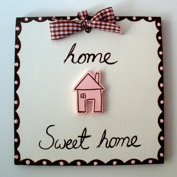 Ταμπελάκι πόρτας Home Sweet home - handmade, διακοσμητικό, ξύλο, ζωγραφισμένα στο χέρι, σπίτι, τοίχου, χειροποίητα, δωμάτιο