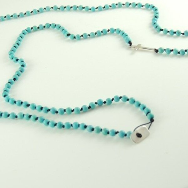 Cross necklace - ασήμι 925, μακρύ, χάντρες, μακριά - 2