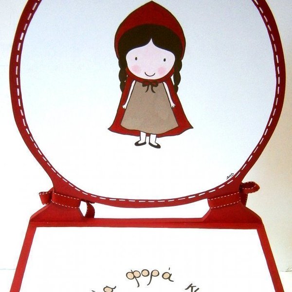 Παιδική καρεκλίτσα Κοκκινοσκουφίτσα - handmade, διακοσμητικό, ξύλο, ζωγραφισμένα στο χέρι, όνομα - μονόγραμμα, χειροποίητα, δωμάτιο, παιδικό δωμάτιο, για παιδιά - 2