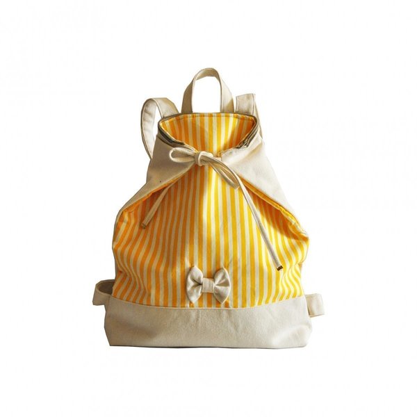 Τσάντα πλάτης ριγέ κίτρινο/άσπρο