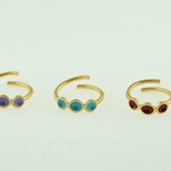 Gold plated rainbow ring - χρωματιστό, επιχρυσωμένα, ασήμι 925, σμάλτος, γεωμετρικά σχέδια, χειροποίητα, minimal, μικρά, αυξομειούμενα - 3
