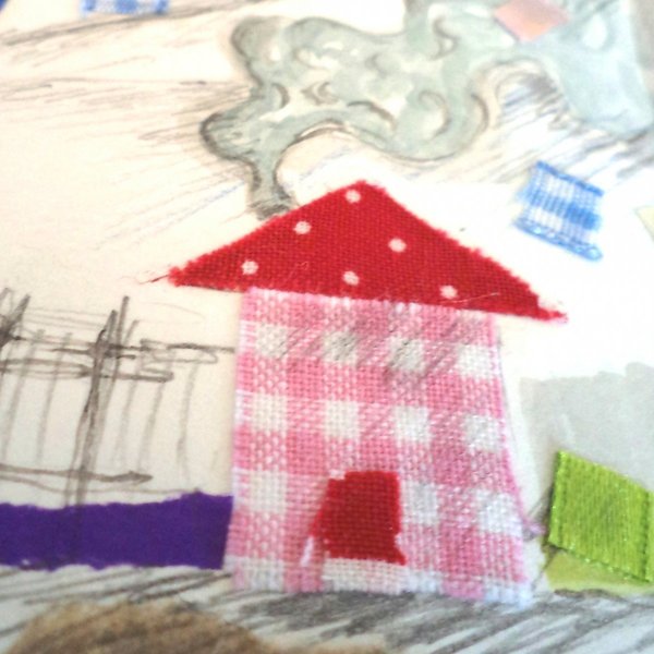 πίνακας "in August" - ύφασμα, πίνακες & κάδρα, χαρτί, όνομα - μονόγραμμα, κορδόνια, παιδικό δωμάτιο, παιδικά κάδρα - 3