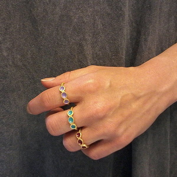 Gold plated rainbow ring - χρωματιστό, επιχρυσωμένα, ασήμι 925, σμάλτος, γεωμετρικά σχέδια, χειροποίητα, minimal, μικρά, αυξομειούμενα - 2